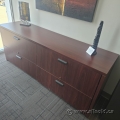 4 Drawer Credenza Lateral File Cabinet, Locking Mahogany